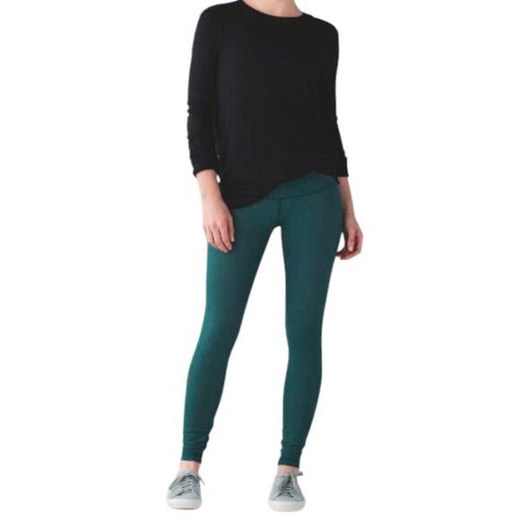 LULULEMON ATHLETICA Wunder Under Pant III In Deep Green Size 8 - Picture 3 of 5